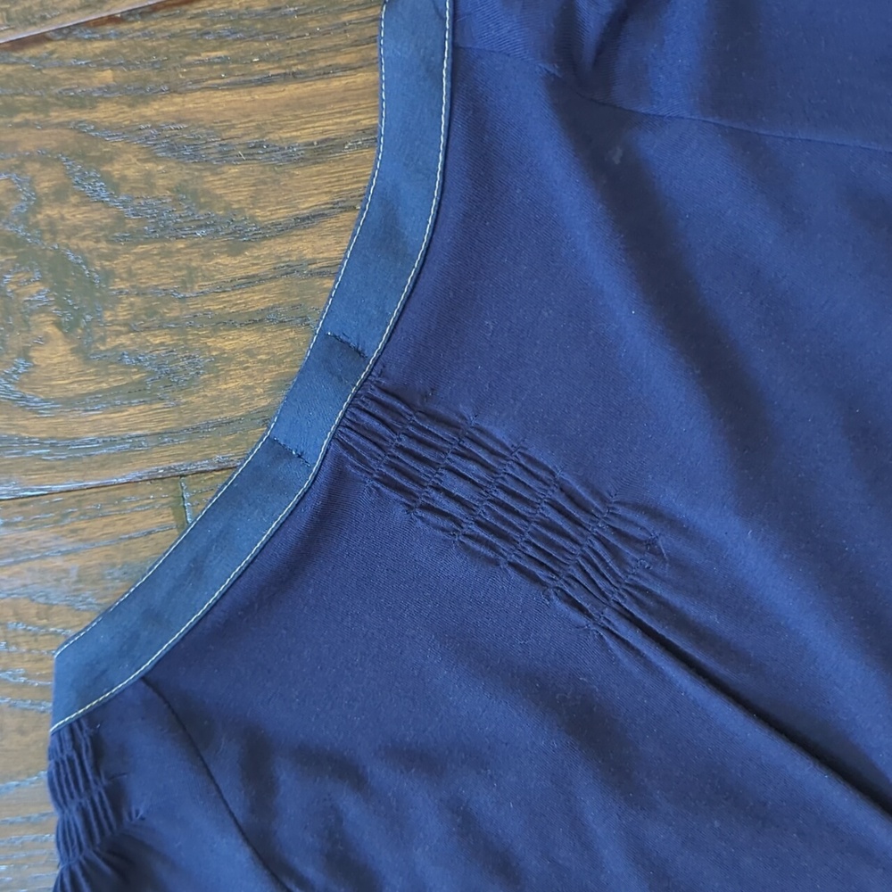 ANTHRO I Boho Navy Blue Plein Air Floral Embroidered Shirt Dress by Tiny, S - Picture 15 of 16